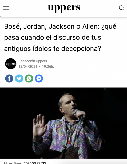 Bosé, Jordan, Jackson o Allen: ¿qué pasa cuando el discurso de tus antiguos ídolos te decepciona? Bosé, Jordan, Jackson o Allen: ¿qué pasa cuando el discurso de tus antiguos ídolos te decepciona?